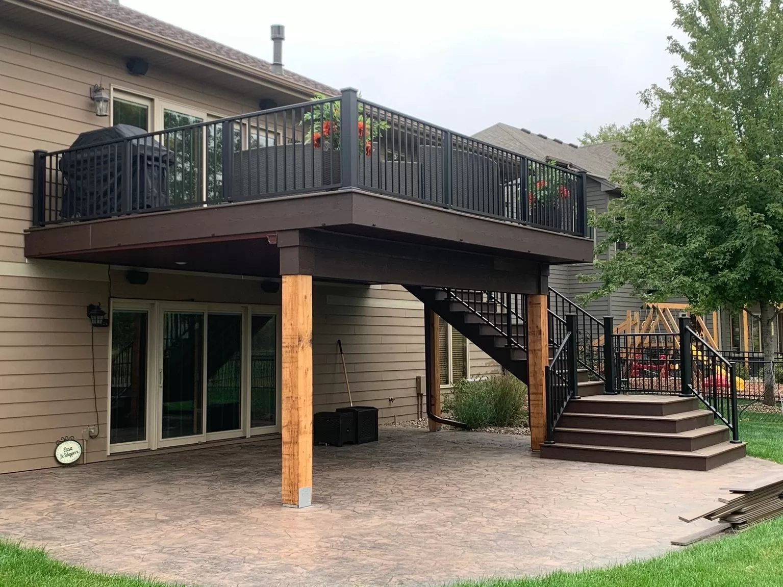 Framing work on a Trenkle Construction under-deck oasis and outdoor living project